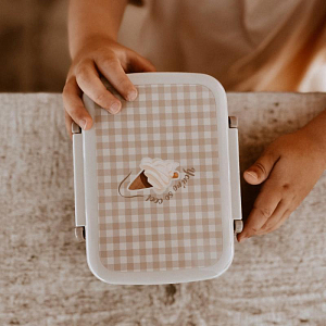 Ланч-бокс с разделителем Mrs. Ertha "Soft Squares", кремовая клетка виши